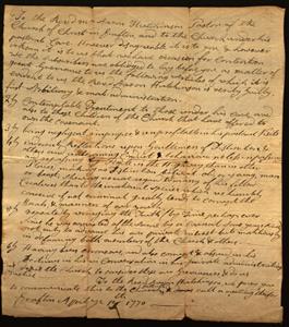 Aaron Hutchinson (Yale 1747) letter of complaint from congregation